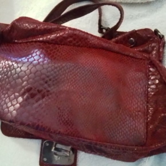 Kennethcole Reaction Red Flux Snake Skin Tote Bag Vintage Lp34 - Picture 3 of 8